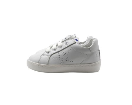 Sneaker in pelle con lacci e zip