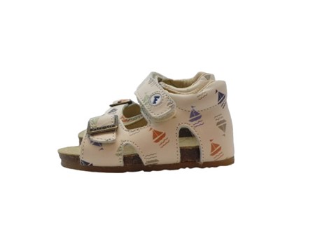Sandalo primo passo in pelle con barche velcro e fibbia