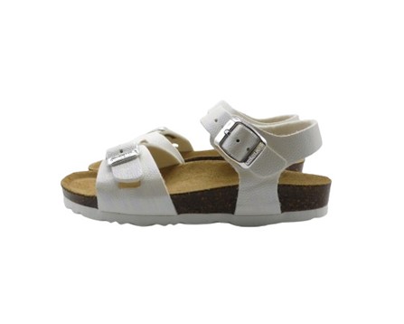 Sandalo in eco pelle con doppie fibbie