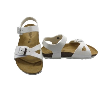 Sandalo in eco pelle con doppie fibbie