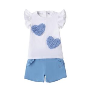 Completo t-shirt con cuori e short
