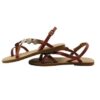 Sandalo in pelle con dischetti in micro glitter