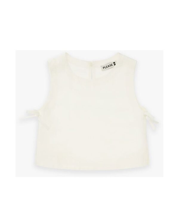 Top smanicato con fiocchetti laterali