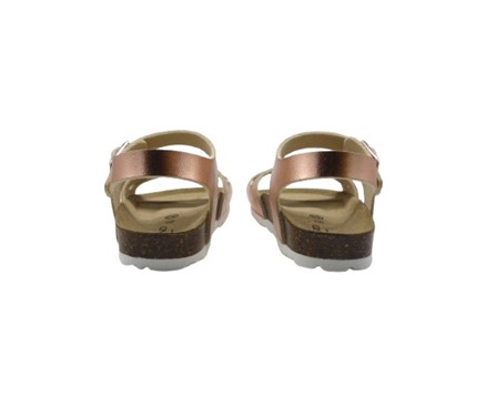 Sandalo in eco pelle laminata con doppie fibbie