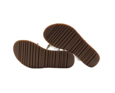 Sandalo in pelle laminata con intreccio e velcro