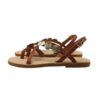 Sandalo in pelle con dischetti in micro glitter