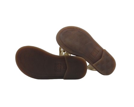 Sandalo in pelle laminata con perline e doppio velcro