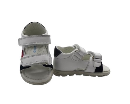 Sandalo primo passo in pelle con doppio velcro