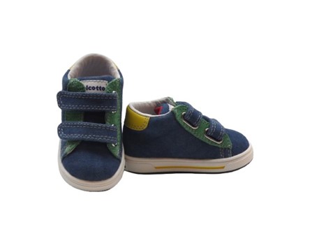 Sneaker primo passo in tela con doppio velcro