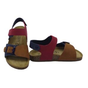 Sandalo in eco pelle con velcro e fibbia