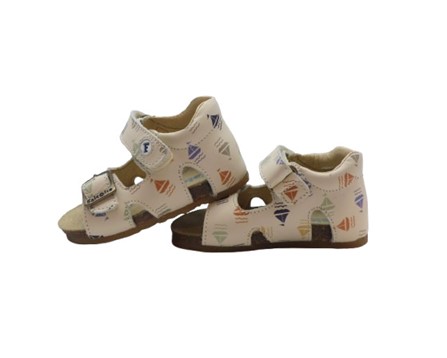 Sandalo primo passo in pelle con barche velcro e fibbia