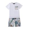 Completo t-shirt mezza manica e bermuda fantasia foglie