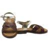 Sandalo in pelle fasce incrociate con fibbia