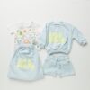 Completo 3 pz: felpa, bermuda e t-shirt stampata con sacca