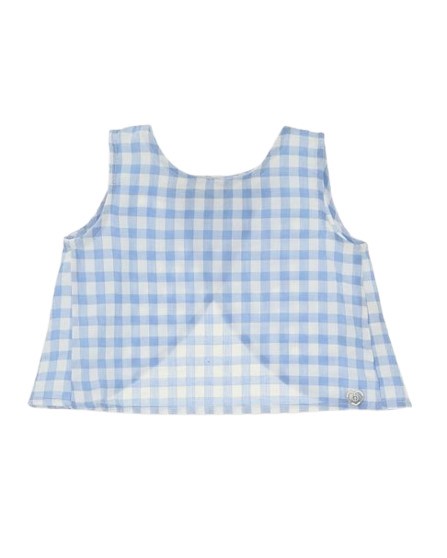 Camicia smanicata vichy con apertura sul retro