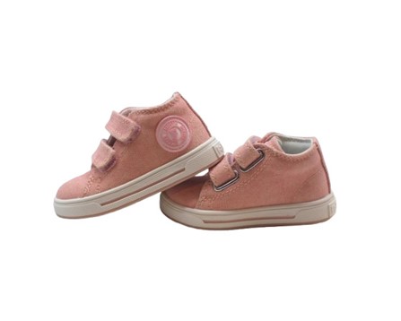 Sneaker primo passo in tela con doppio velcro