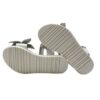 Sandalo in pelle con fiori e doppio velcro