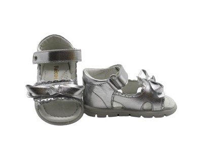 Sandalo primo passo in pelle laminata con doppio velcro