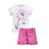 Completo t-shirt con fiore e short con fiorellini
