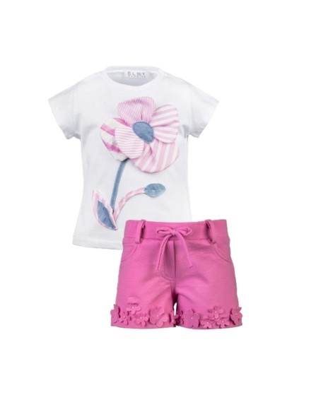 Completo t-shirt con fiore e short con fiorellini