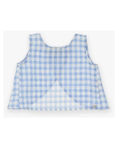 Camicia smanicata vichy con apertura sul retro