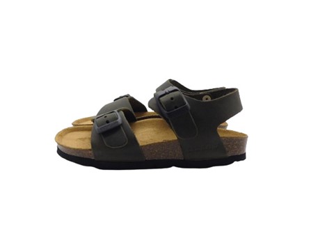 Sandalo in eco pelle con doppie fibbie