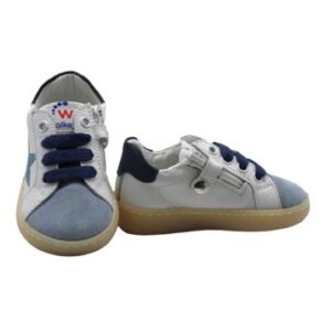 Sneaker in pelle e camoscio con lacci e zip