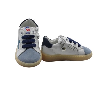 Sneaker in pelle e camoscio con lacci e zip