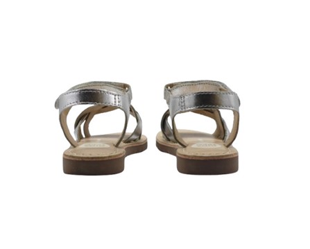 Sandalo in pelle laminata con intreccio e velcro