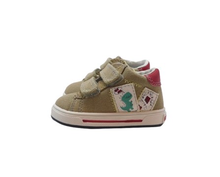 Sneaker primo passo in tela con doppio velcro