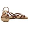 Sandalo in pelle con dischetti in micro glitter