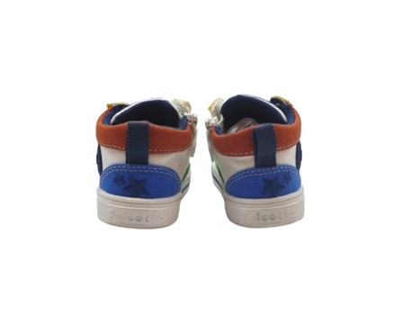 Sneaker primo passo in pelle e tela con lacci e zip