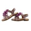 Sandalo in pelle con fiore e fibbia