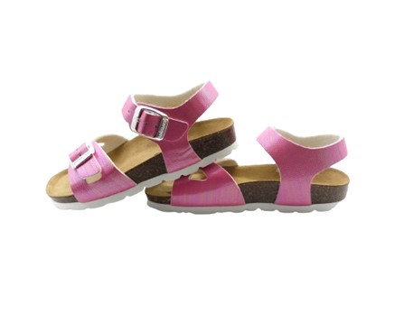 Sandalo in eco pelle con doppie fibbie
