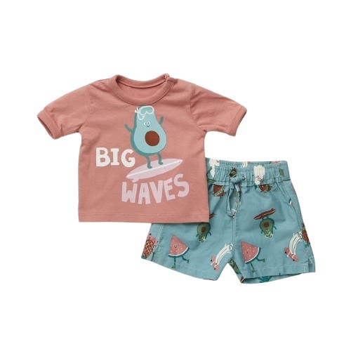 Completo t-shirt e bermuda fantasia avocado