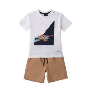 Completo t-shirt mezza manica con stampa macchina e bermuda