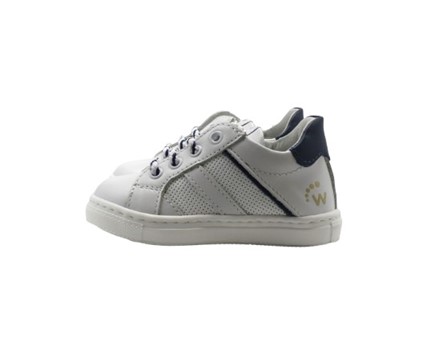 Sneaker primo passo in pelle con lacci e zip