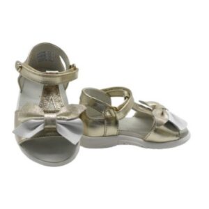 Sandalo primo passo in pelle laminata con velcro