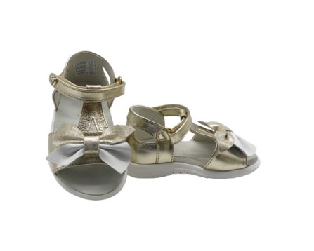 Sandalo primo passo in pelle laminata con velcro