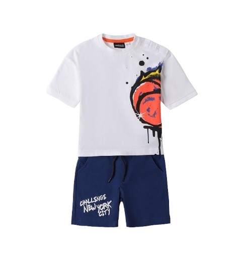 Completo t-shirt stampa graffiti e bermuda
