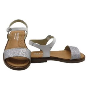 Sandalo in pelle e micro glitter con fibbia