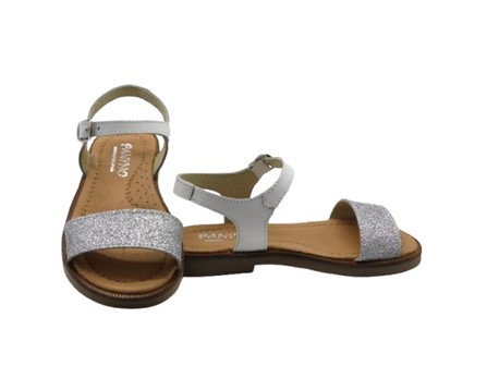 Sandalo in pelle e micro glitter con fibbia
