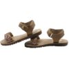 Sandalo in pelle con intreccio e velcro