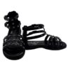 Sandalo alla schiva in pelle con borchie e zip