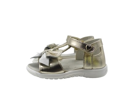 Sandalo primo passo in pelle laminata con velcro