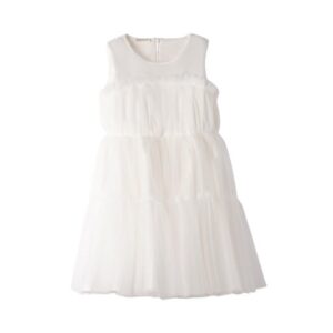 Vestito smanicato in satin e tulle
