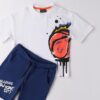Completo t-shirt stampa graffiti e bermuda