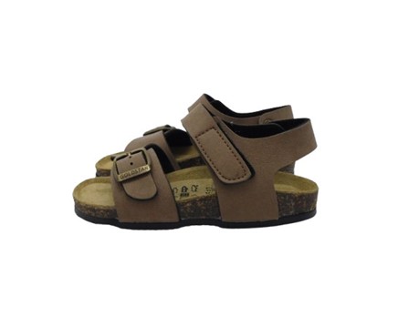 Sandalo in eco pelle con velcro e fibbia