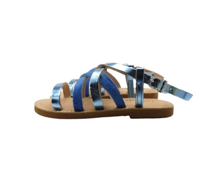 Sandalo in pelle laminata e cavallino con fibbia