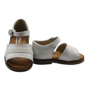 Sandalo primo passo in pelle con micro glitter e fibbia